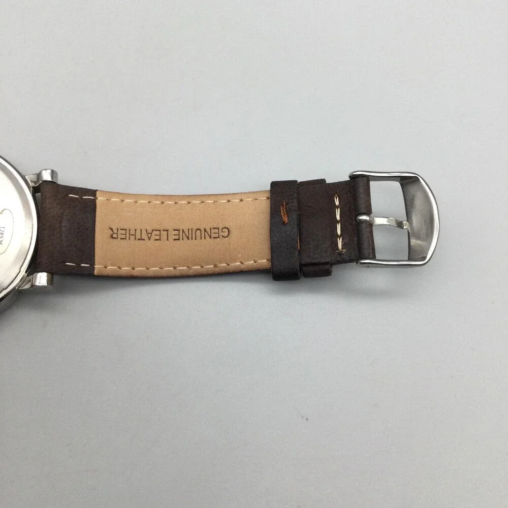 Timex Indiglo WR 30M Mens Watch 42mm Cream Dial Brown Leather T2P526 New Battery